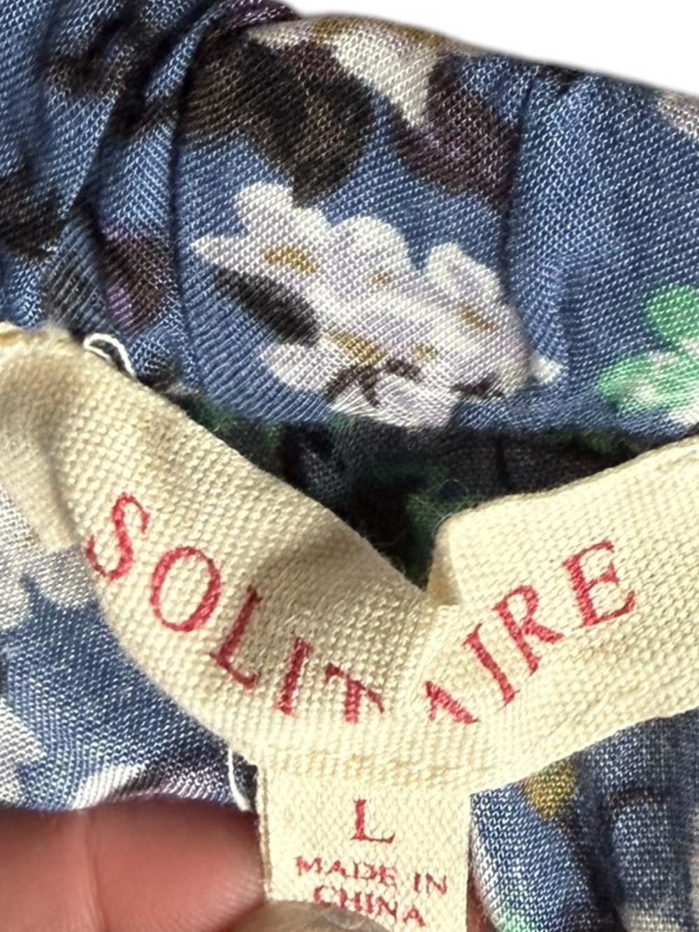 Solitaire Blue Floral Tiered Maxi Skirt Boho Cottagecore Flowing Elastic Waist - Picture 7 of 7
